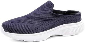 DREAM PAIRS Mules for Women Shoes Slip on Sneakers Knit Flats Lightweight Breathable Comfortable Walking Shoes,Size 6,Navy-Knit,SDML2201W