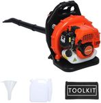 Erhigher Backpack Leaf Blower, 2-Stroke Engine 550CFM Air Volume 1.2L Tank Leaf Blower 52CC Gas Powered Blowers Snow Blower for Lawn Care Road Cleaning (Orange)