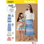 SIMPLICITY Sewing Pattern S8961 Children's, Girls', and Dolls' Skirts, Paper, White, Various