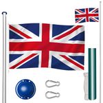 TecTake® Aluminium Flag pole Rust-Free, Including flag, Adjustable Hight system, Hoist System, Extra Long Ground Sleeve, Easy setup Including Rope, Decorative and Durable - United Kingdom