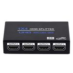 1x4 HDMI Splitter, 1 in 4 Out HDMI Splitter Audio Video Distributor Box Support 3D & 4K x 2K Compatible for HDTV, STB, DVD, PS3, Projector Etc