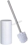 Creative Scents White Toilet Brush Set - Decorative Bathroom Toilet Bowl Brush and Holder - Ventilated Toilet Cleaner Brush with Strong Bristles Rust Proof for Elegant Bathroom Accessories (Estella)