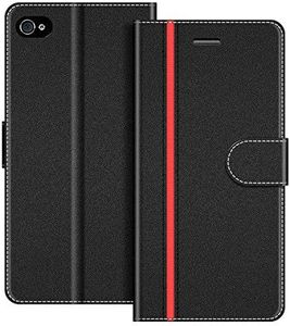 COODIO Funda para iPhone 4S, Magnético Funda con Tapa para iPhone 4S / iPhone 4, Negro/Rojo