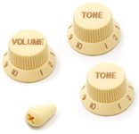 Vintage Forge Cream Guitar Control Knobs (1 Volume, 2 Tone, 1 Switch Tip) for Fender Strat Style Electric Guitars Fits USA (Imperial) Split Shaft Pots STKUS-CRM