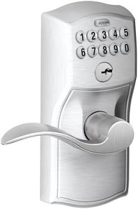 Schlage FE595 CAM 626 Acc Camelot Keypad Entry with Flex-Lock and Accent Levers, Brushed Chrome