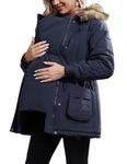 Maacie Maternity Coat Womens 3 in 1 Thickened Outwear Fleece Lined Coat Winter Warm Hooded