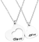 Big Sis Little Sis Necklace Set BFF Jewelry 2 Pieces Cut Heart