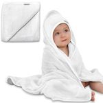 Mother's Choice Baby Hooded Towel 29x29 Inches | 100% Organic Premium Bamboo Infant Towel | Lightweight Toddler Bath Towel for Boys and Girls | Plain Unisex White Hooded Baby Towel