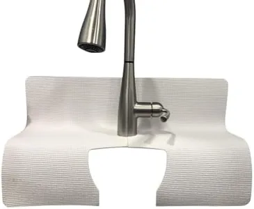 Comfy Kitchen Creations Splash Guard And Drip Catcher for kitchen faucets with double sinks (17”x 23”) - White