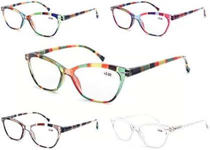 MODFANS Confezione da 5 occhiali da lettura 1.25 per donna, Lente Trasparente Visione Chiara - Montatura Leggera Moda Comodo Inclusa Tasca per Gli Occhiali