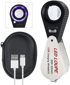 JuviPerpric 20X Rechargeable Loupe Magnifier with LED and UV Light,Foldable Pocket Magnifier Loupe, USB Jewelers Loupe Magnifying for Jewelry, Rocks, Coins