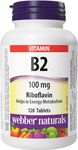 Webber Naturals Vitamin B2 Riboflavin 100 mg, 120 Tablets, Supports Energy Metabolism, Vegan