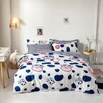 Gafance 3pcs Milk Cow Print Duvet Cover Double Bedlinen Set, Hotel Quality Comforter Cover with Zipper Closure, Kids Bedding White & Blue Quilt Cover 200x200 CM & 2 Pillowcases for Teens Boys Girls