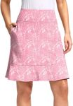 Viodia 20" Knee Length Skorts Skirts for Women with Pockets High Waisted Athletic Tennis Golf Skort for Casual Summer, Pink Paisley, Medium