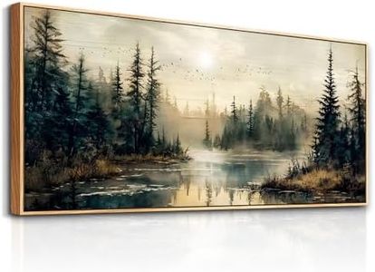 FUHAIHUA Wood Framed Large Wall Decor For Living Room Canvas Wall Art For Office Farmhouse Wall Decorations For Bedroom Forest River Landscape Paintings Modern Pictures Artwork Room Home Decor 32x72 In