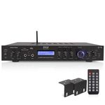 Pyle Premium Amplifier-Upgraded Rack Mount Receiver, Bluetooth Home Stereo - 200 Watts into 5 Channels with Subwoofer Out, Wireless Streaming, USB/SD/MP3 Ports, RCA Input, FM Radio, LCD Display