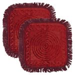 Amazon Brand - Solimo Velvet Prayer Mat | Perfect for Pooja/Meditation/Prayer | Soothing Texture | Maroon (58 x 52 x 1 cm) (Pack of 2)