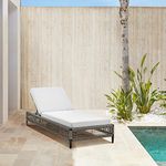 DEVOKO Rope Sun Lounger Featuring White Cushion Perfect for Pool, Garden, Terrace, and Rooftop Outdoor Relaxation Chair (Grey & White)