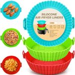 3Pcs Silicone Air Fryer Liner, 7.9" Air Fryer Liners Reusable Silicone Pot, Food Grade Air Fryer Silicone Baking Tray Greaseproof Airfryer Basket Rack Accessories, Compatible with Ninja, Tower, COSORI