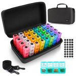 Monthly Pill Organizer 4 Times a Day, Pill Box Organizer with 32 Daily Compartments, 30 Day Pill Organizer 4 Times a Day, Pill Holder with Hard Shell Travel Case