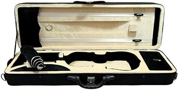 SKY 4/4 Full Size Professional Oblong Shape Lightweight Violin Case with Hygrometer Black/Champagne