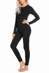 Ekouaer Women's Thermal Underwear Sets Long Johns Thermals Base Layer Lightweight 2 Pieces Set Black M