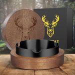 LULLEA Deer Wooden Ashtray with Lid Smell Proof, Indoor Outdoor Ash Tray for Cigarette Cigar, Deer Hunting Gifts for Hunters, Birthday Christmas Gifts for Men, with Black Stainless Steel Insert