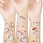 CheeseandU 10 Sheets Unicorn Temporary Tattoos Unicorn Party Favors Supplies Waterproof Glitter Tattoo Stickers Kit Cartoon Tattoo Girl face tattoo stickers for Girls Children's Birthday Party Favors, 3 x 4.7 inch