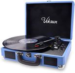 Record Player, VOKSUN Portable Bluetooth Vinyl Turntable, Built-in 2 Stereo Speakers, 3-Speed 33/45/78 RPM Suitcase Vinyl LP Player, Supports Vinyl to MP3 Recording, AUX/USB Encoding/RCA/Headphone
