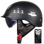 Adult Motorcycle Half Helmet DOT Approved German Style Half Face Helmet with Visor Retro 3/4 Half Shell Motorbike Helmets Light Breathable Moped Helmet, ATV Electric Jet Street Helmet