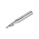 sourcing map Tapered Ball Nose End Mill, Uncoated Solid Carbide 2 Flute Spiral Milling Cutter, 1mm Radius, 2mm Diameter, 6mm Shank, 45mm Length, 15 Degree Angle