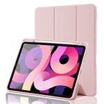 Case for iPad Air 11 Inch Case 2024 / Air 6th 5th 4th Generation 2022/2020 10.9 Inch Case with Pencil Holder, Smart Stand Cover Case, Support Apple Pencil Charging with Auto Wake/Sleep - Pink