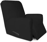 PureFit Super Stretch Recliner Sofa Slipcover with Pocket - Spandex Anti-Slip Soft Couch Sofa Cover, Washable Furniture Protector with Elastic Bottom for Kids, Pets （Recliner, Black）