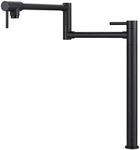 WOWOW Pot Filler Faucet Deck Mount Stove Faucet, Solid Brass Pot Filler Matte Black Kitchen Folding Faucet with Stretchable Double Joint Swing Arm (Modern Style, Matte Black)