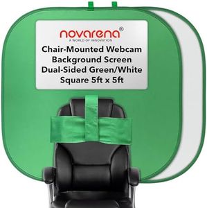NOVARENA 5ft x 5ft Green Screen Work from Home Video Conferencing Dual-Sided 59"/150cm Square Webcam Zoom Background Screen Privacy Chroma Key Chair Backdrop Video Chats Skype YouTube Video Calls