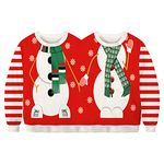 FeMereina Women Men Ugly Couple Matching Christmas Chunky Sweaters Soft, Christmas Reindeer Funny Ugly Tops Christmas Holiday Sweatshirts (Red White, OneSize)