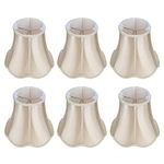 HERCHR Set of 6 Clip On Chandelier Lampshade, Candle Shades Cream Wall Light Shades Small Candle Chandelier Lampshade Mini Bell Lamp Shades, 3x5x5inch