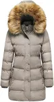 WenVen Women's Winter Parka Jacket Warm Puffer Coat with Faux Fur Hood (Khaki, L)