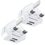 USB Plug Charger [2 Pack],Rekavin Dual USB Plug Adapter UK Wall Mains Charge 2Port with Smart IC Fast Charging Technology for iPhone 11 XS Max XR X 8 7 6,iPad Pro 2018,Samsung,Huawei,Android ect