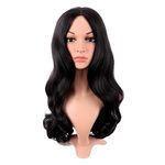 MapofBeauty 22 Inch/55 cm Fashion Long Synthetic Fiber Curly Hair Middle Part Cosplay Wig (Black)