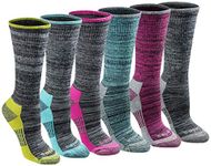 Dickies Women's Dri-Tech Moisture Control Crew Socks Multipack, Black Heathered (6 Pairs), Shoe Size: 6-9