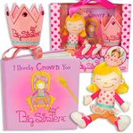 Tickle & Main 3 Pcs Big Sister Gifts for Little Girls, includes I Hereby Crown You Big Sister Book, Soft Cloth Doll, and Child Size Crown, Ideal for Announcing a New Sibling, Educational and Engaging