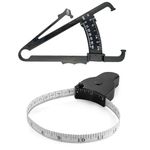 DALAETUS 2 Pcs Body Measuring Tape Set, Retractable Measuring Tape (60inch/150cm) with Body Fat Caliper, Portable Skinfold Caliper for Body Measurements, Weight Loss, Women, Men(Black)