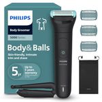 Philips Body Groomer 5000 Series - Trimmer for Men with Triple Protect Shave System, Intimate Trim & Shave, Foldable Back Attachment, 100% Showerproof, 100 Min. Runtime, Model BG5480/15