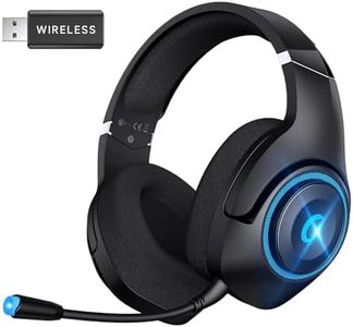 KAPEYDESI Gaming Headset Wireless, 2.4GHz Gaming Headphones Wireless with Noise Canceling Microphone for PS5, PS4, Fortnite & Call of Duty/FPS Gamers, 40-Hr Battery Gamer Headphones for PC, Black