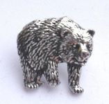 Emblems-Gifts Ltd Bear - Grizzly - Brown Badge - Hand Made in UK Pewter Badge