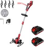 Korunria Cordless Weed Wacker & Edger & Lawn Mower with Brushless, Two 2.0Ah Batteries, 3-in-1 Weed Wacker Battery Operated, Running Time 40~60 Mins