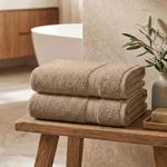 TRIDENT Soft Comfort Air Rich 100% Cotton Towels for Bath, 500 GSM Large Size Bathroom Towels for Men/Women, 2 Pc Bath Towel Set (69cm x 137cm), Acorn