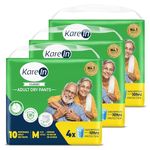 Karein Classic Adult Diaper Pant M Size, Medium, Waist (75-100 cm 30'-40'), 30 Unit, Long Protection Hour, Unisex, Quick & Even Absorption, Anti-Bacterial, Leakproof, Odour Control, Wetness Indicator