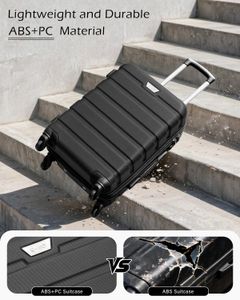 COOLIFE 3-Piece Luggage Set – Lightweight ABS+PC Suitcases, Spinner Wheels, Black